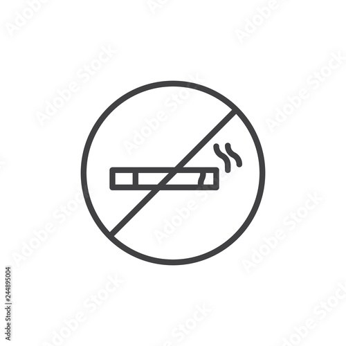 No smoking line icon. linear style sign for mobile concept and web design. Cigarette prohibition sign outline vector icon. Symbol, logo illustration. Pixel perfect vector graphics