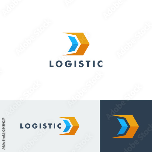 Logistic logo template, Delivery icon, Arrow symbol vector