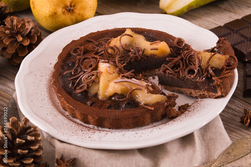 Pear and Chocolate Tart. Pear and Chocolate Tart.