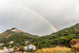 Rainbow over a Hilltop Village in Southern Italy on the Mediterranean Coast