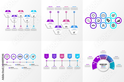 Set Of Infographics Elements Vector Design Template. Business Data Visualization Infographics Timeline with Marketing Icons most useful can be used for workflow, presentation, diagrams, reports