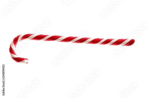 Sweet Christmas candy cane isolated on white background.
