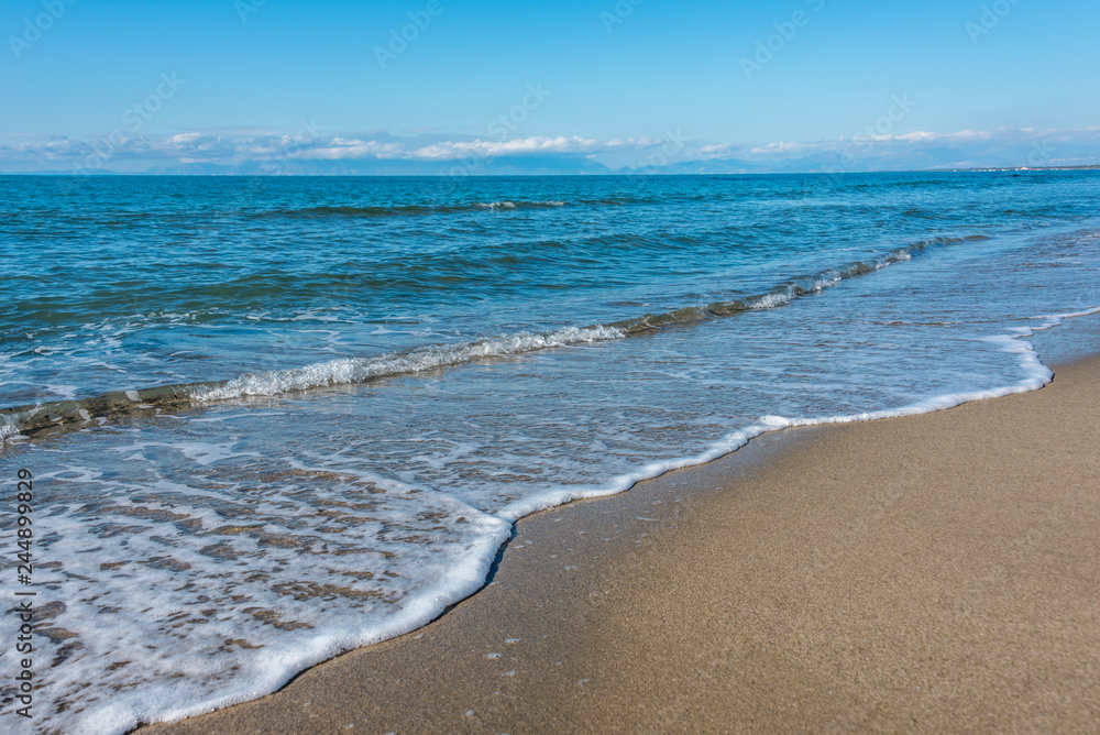 Sandy Beach on the Southern Italian Coast on a Sunny Day