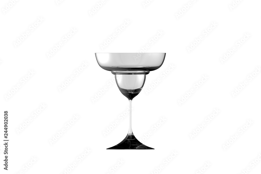 3D illustration of margarita glass isolated on white side view - drinking glass render 3D illustration of margarita glass isolated on white side view - drinking glass render