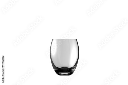 3D illustration of tumbler cocktail glass isolated on white side view - drinking glass render