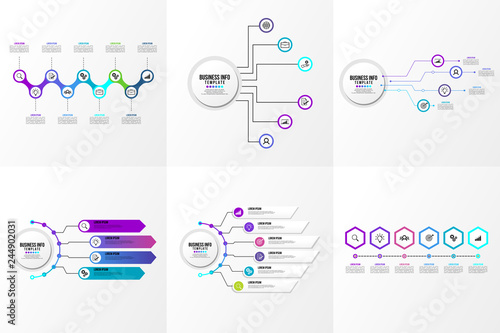 Set Of Infographics Elements Vector Design Template. Business Data Visualization Infographics Timeline with Marketing Icons most useful can be used for workflow, presentation, diagrams, reports