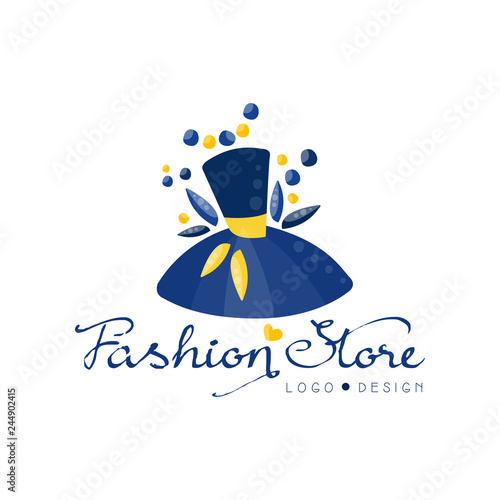 Fashion store logo design template, clothes shop, beauty salon or boutique label vector Illustration