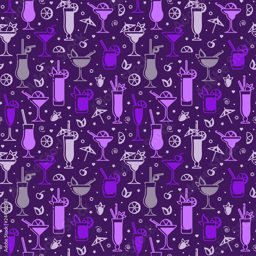 Seamless patern with different alcoholic beverages. Suitable for wallpaper, wrapping or textile