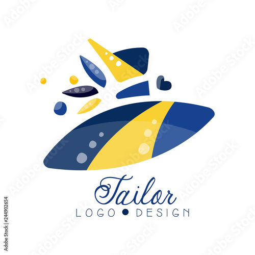 Tailor logo design, dressmakers salon, sewing studio, dress boutique, store, shop label vector Illustration