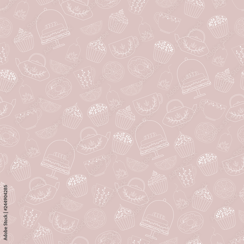 Bakery seamless pattern, food vector background Bakery seamless pattern, food vector background