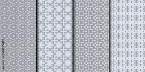 Set of Geometric background. vector geometrical seamless pattern. For your design, wallpaper, wrapping. Grey color