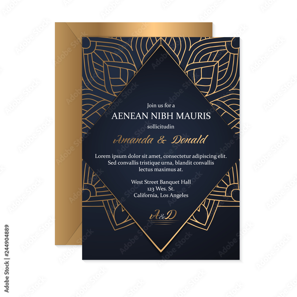 Naklejka premium Gold wedding card