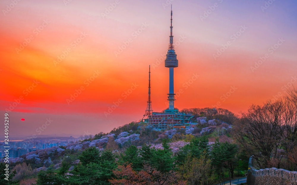 Namsan tower in twilight time at seoul south Korea 