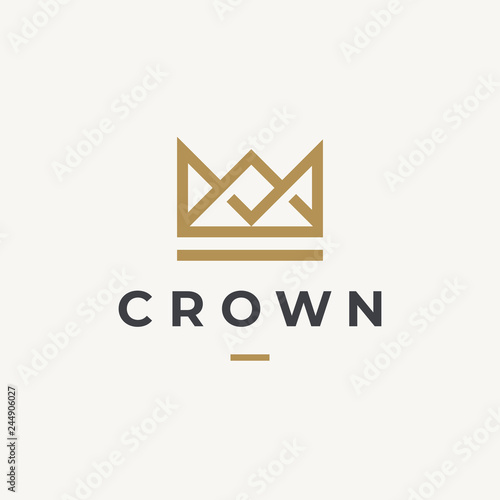 Geometric Vintage Creative Crown abstract Logo design vector template. Vintage Crown Logo Royal King Queen concept symbol Logotype concept icon.