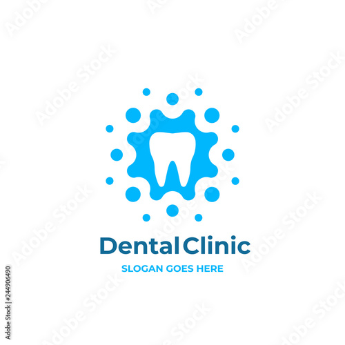 Modern minimal dentist logo design. Abstract tooth icon logotype. Dental clinic vector sign mark icon.
