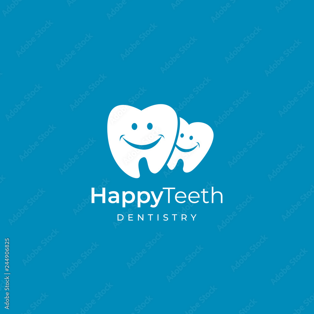 Family dental clinic logo. Dentist vector sign mark icon.