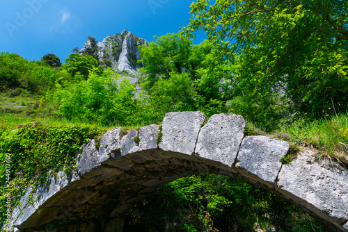 Medieval causeway, Atxarte canyon, Mendiola neighborhood, Urkiola Natural Park, Atxarte valley, Bizkaia, Basque Country, Spain, Europe photo