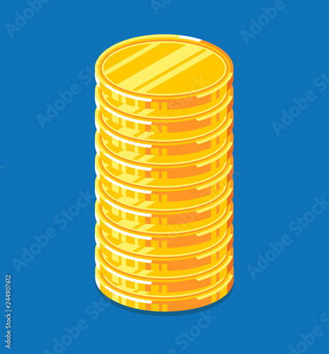 Shining gold coins stack.