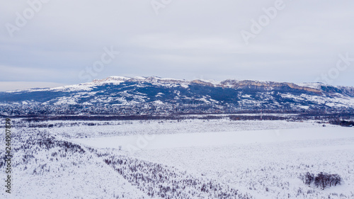 Fototapeta Naklejka Na Ścianę i Meble -  Beautiful Morning Winter Mountain Sunny Landscape. Location place Psebai, Russia.