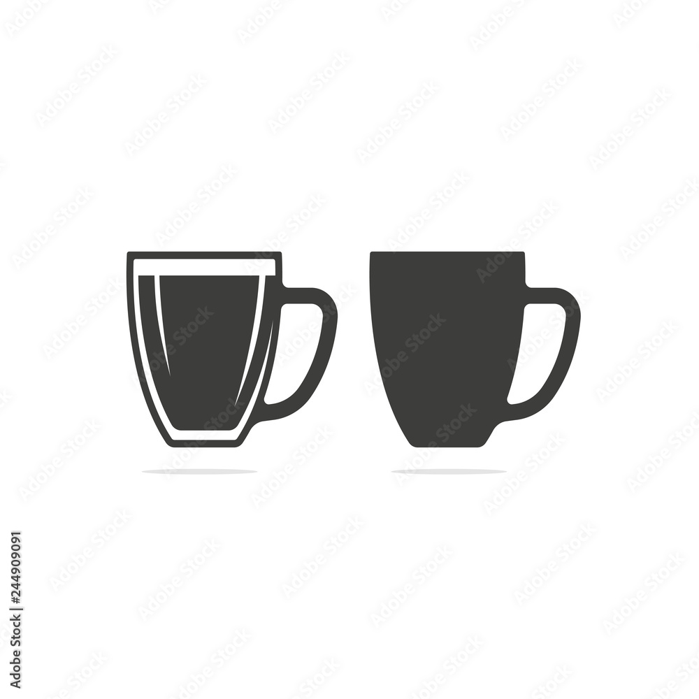 Monochrome vector illustration of a glass of beer icon in two versions, isolated on a white background. Monochrome vector illustration of a glass of beer icon in two versions, isolated on a white background.