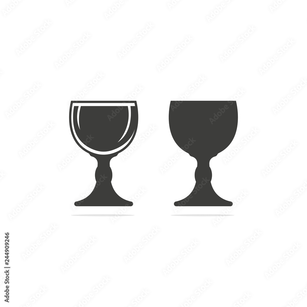 Monochrome vector illustration of a glass of beer icon in two versions, isolated on a white background. Monochrome vector illustration of a glass of beer icon in two versions, isolated on a white background.