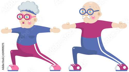 Grandma and grandpa doing sport