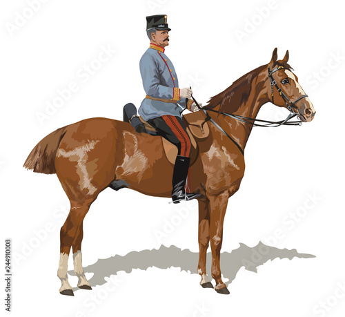 General of austro hungarian nineteen century cavlary army. Vector illustration.