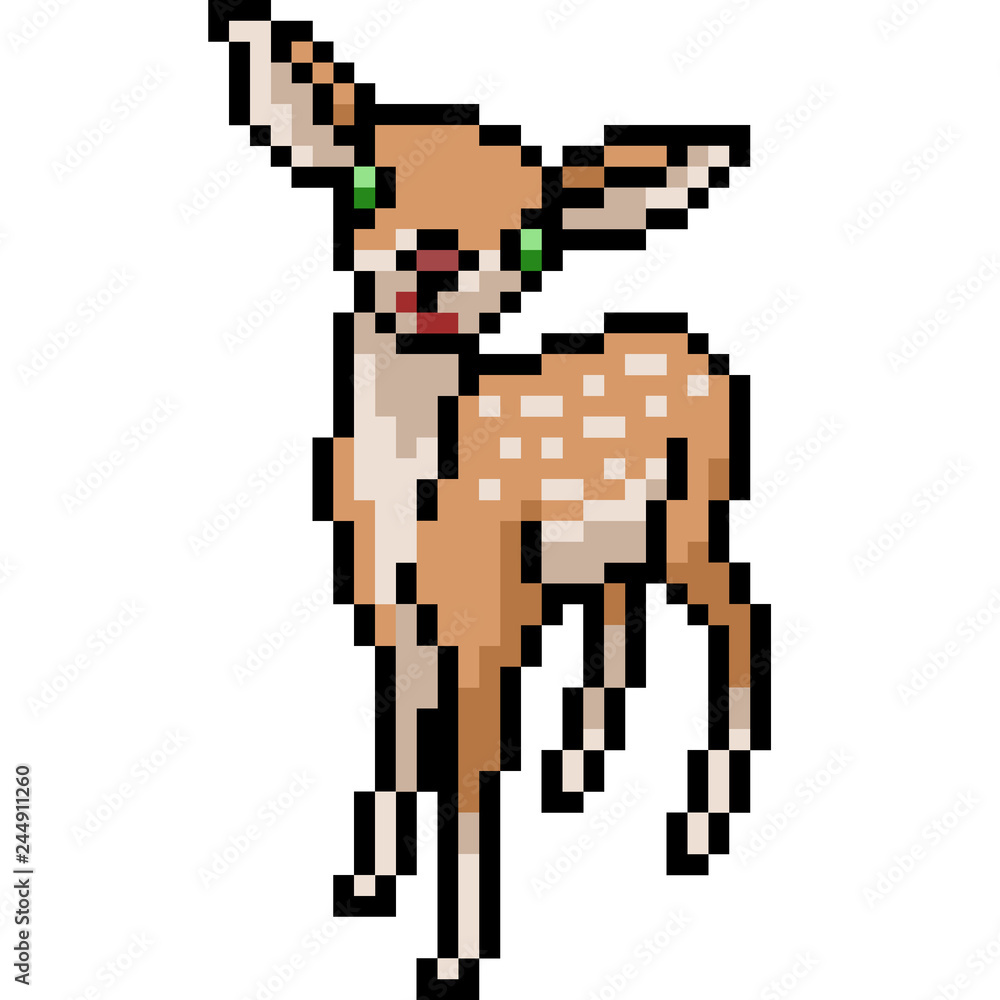 vector pixel art deer young