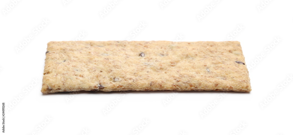 Integral linseed crackers isolated on white background Integral linseed crackers isolated on white background