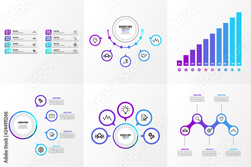 Set Of Infographics Elements Vector Design Template. Business Data Visualization Infographics Timeline with Marketing Icons most useful can be used for workflow  presentation  diagrams  reports