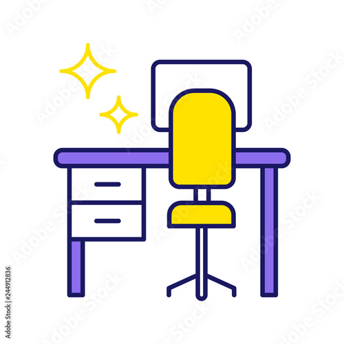 Cleaning table desk color icon