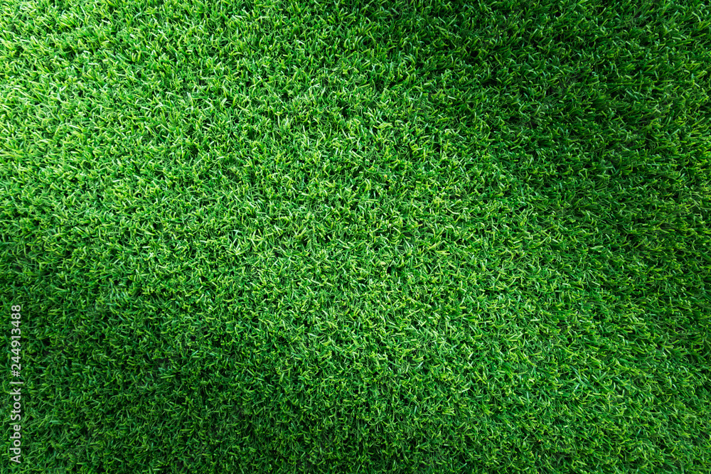 Obraz premium Grass texture background for golf course, soccer field or sports concept design. Artificial green grass.