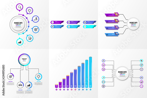 Set Of Infographics Elements Vector Design Template. Business Data Visualization Infographics Timeline with Marketing Icons most useful can be used for workflow, presentation, diagrams, reports