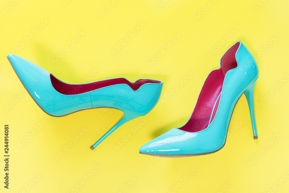 Yellow and blue high heels on sale