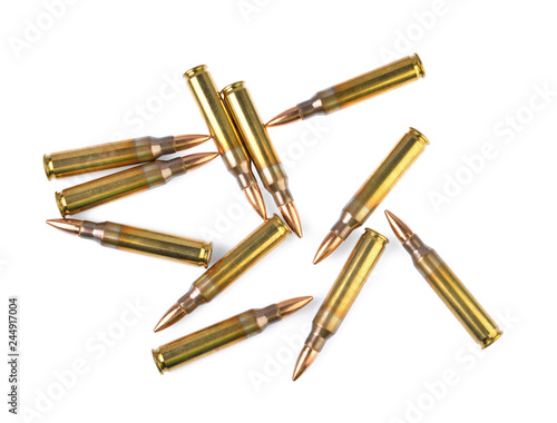 Photographie bullet on white background