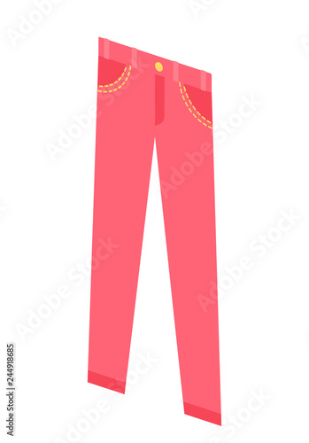 Icon pink jeans unisex isometry. flat vector illustration
