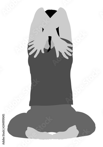 Woman exercises yoga, Yoga pose vector  illustration isolated on white background. Young woman morning practice in gym. Ballet girl pose.Work out, worming up, spirit exercise.