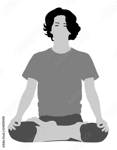 Woman exercises yoga, Yoga pose vector  illustration isolated on white background. Young woman morning practice in gym. Ballet girl pose.Work out, worming up, spirit exercise.