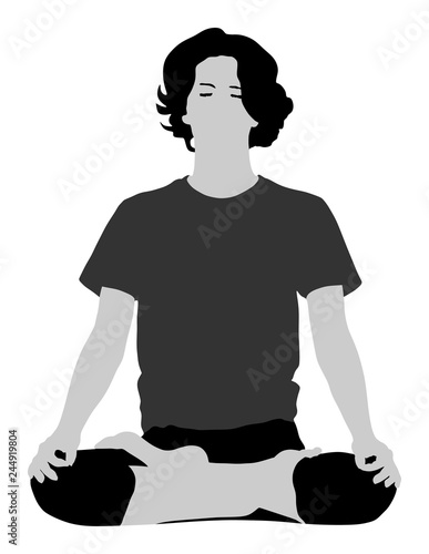 Woman exercises yoga, Yoga pose vector illustration isolated on white background. Young woman morning practice in gym. Ballet girl pose.Work out, worming up, spirit exercise.