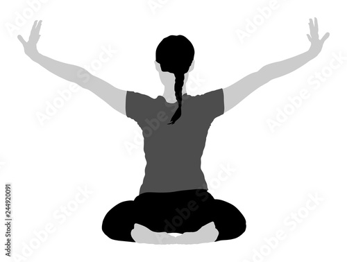 Woman exercises yoga, Yoga pose vector illustration isolated on white background. Young woman morning practice in gym. Ballet girl pose.Work out, worming up, spirit exercise.