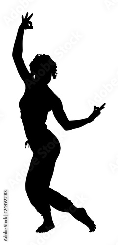 Woman exercises yoga, Yoga pose vector silhouette illustration isolated on white background. Young woman morning practice in gym. Ballet girl pose.