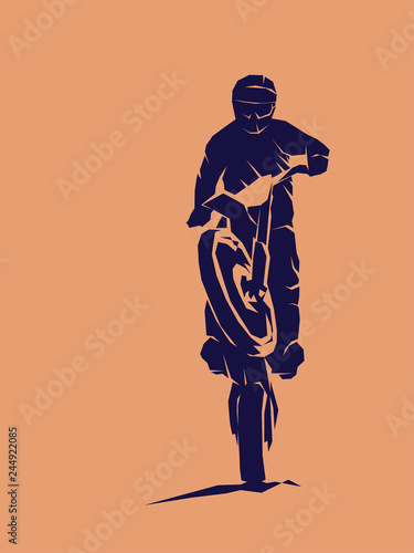 Racer and sport motocross bike vector icon