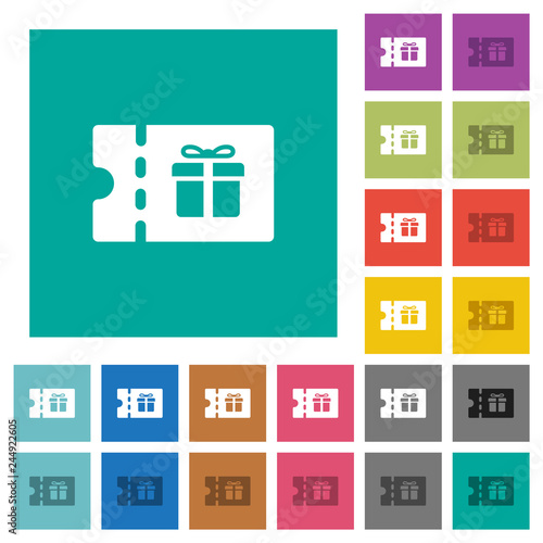 Gift discount coupon square flat multi colored icons