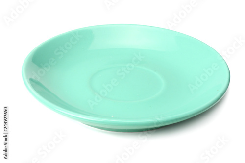 empty blue round plate isolated on a white background