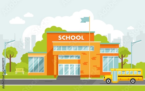School building in flat style. photo