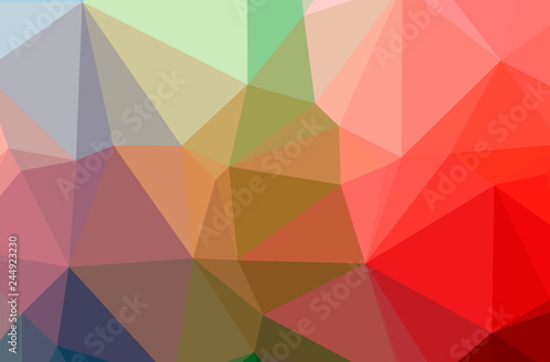Illustration of abstract Green  Red  Yellow horizontal low poly background. Beautiful polygon design pattern.