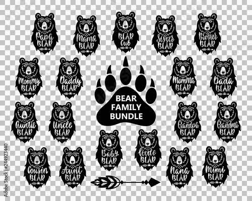 Bear family bundle: Mama, papa, baby, brother, sister, momma, daddy, grampy, grammy, uncle, auntie