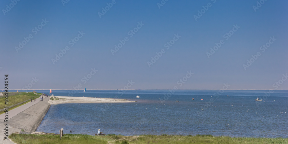 Dike and sea on Texel island, Netherlands
