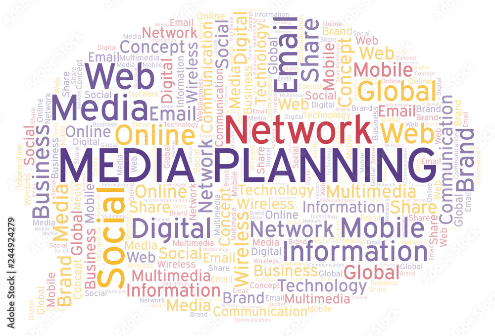 Obraz premium Media Planning word cloud.