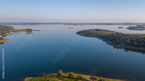 Aerial View of the Alqueva dam Monsaraz  Alentejo Portugal photo